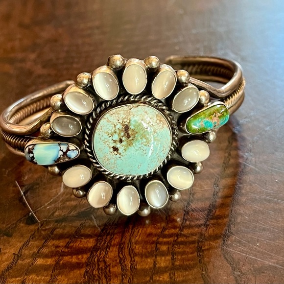 Dry Creek Turquoise and Moonstone Native American Bracelet - Picture 8 of 10